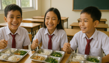 Lunch Break with Smiling Students