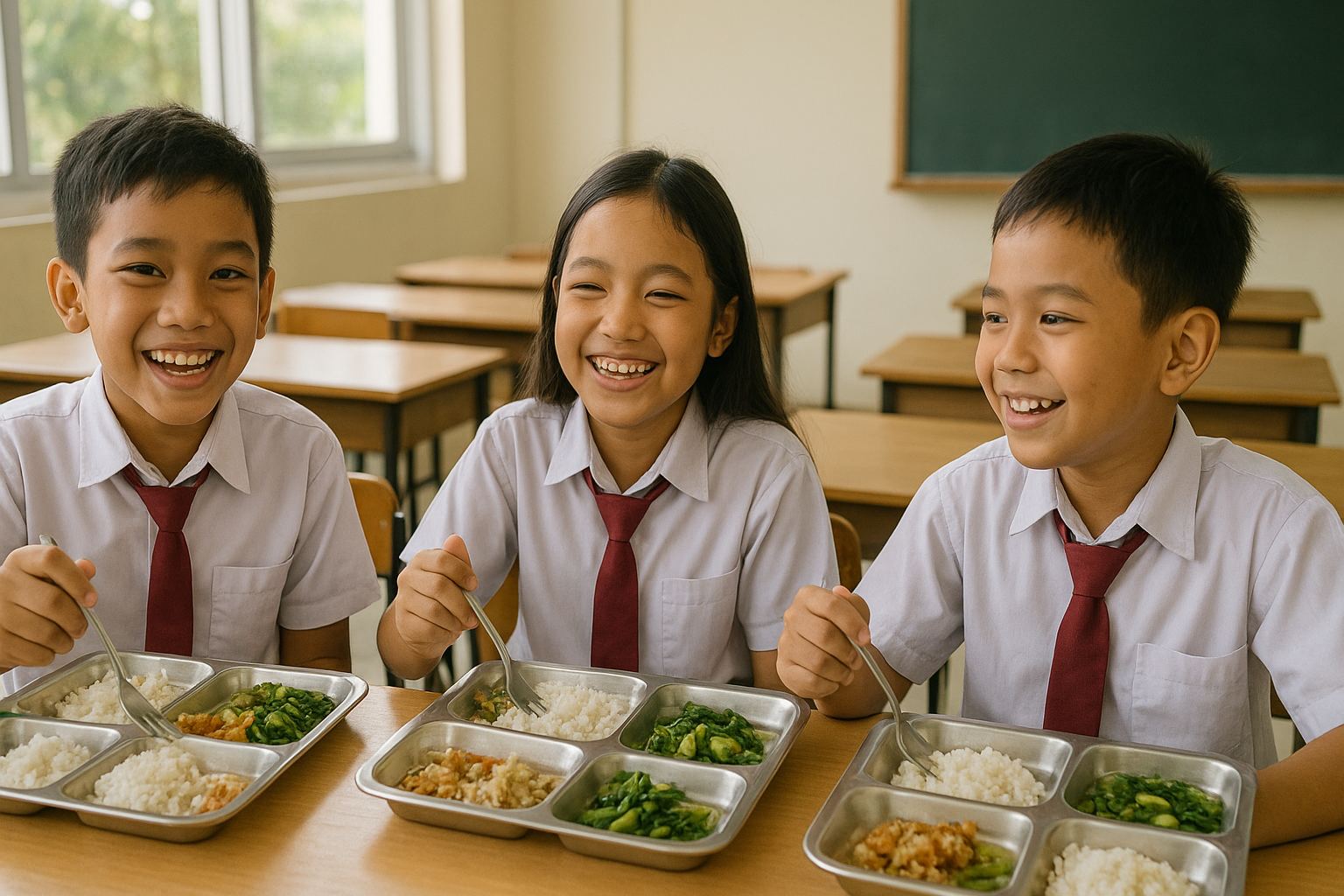 Lunch Break with Smiling Students